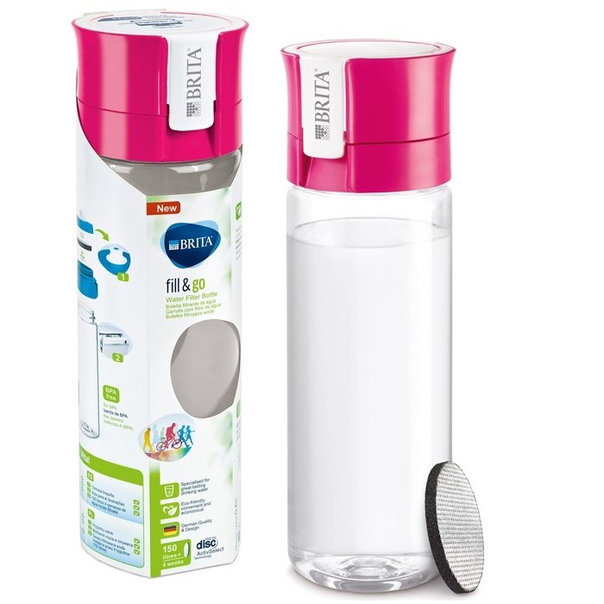 Бутилка за филтриране на вода Brita, Модел Fill&Go Vital, 600 мл, Розова - 1
