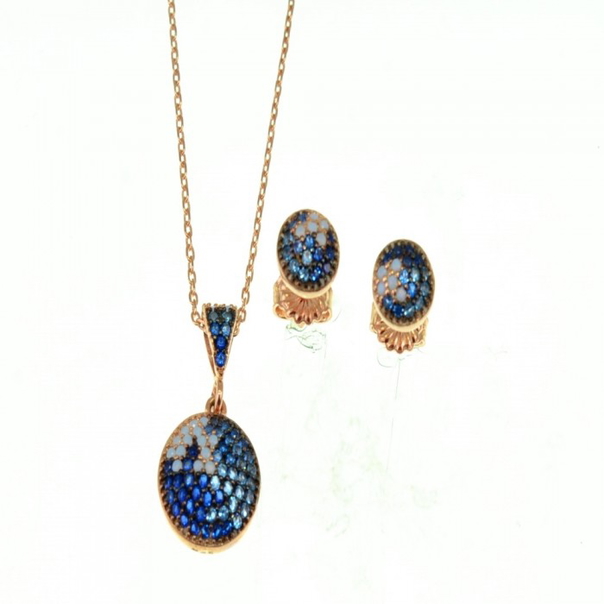Луксозен италиански комплект Diamond Sea,  розово сребро с фини кристали Swarovski® - 1