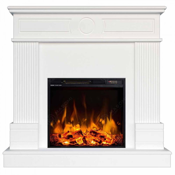 Eлектрическа камина MASOMI, Arlington 23 & Frank-20", 1600W, Бяло дърво - 1