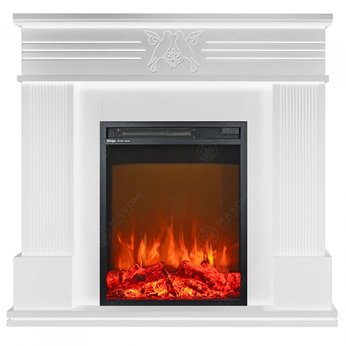 Eлектрическа камина MASOMI, Bird 23 & Miriam-18", 1600W, Бяло дърво - 1t