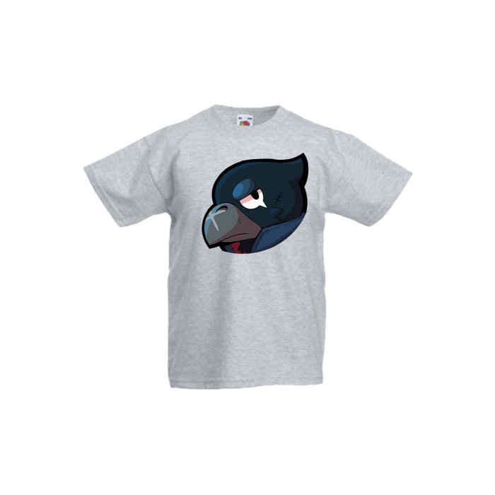 Детска тениска Tralala Brawl Stars Crow Head, Светлосив меланж, 7-8 г. - 1t