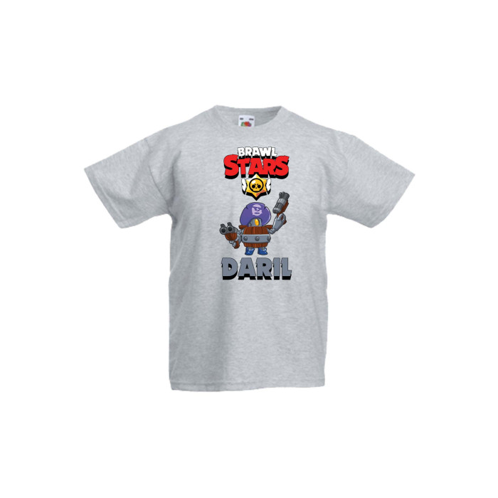 Детска тениска Tralala Brawl Stars Daril, Светлосив меланж, 5-6 г. - 1t