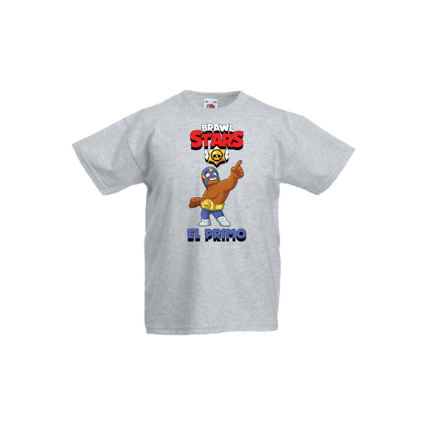 Детска тениска Tralala Brawl Stars El Primo, Светлосив меланж, 7-8 г. - 1
