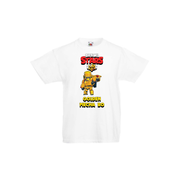Детска тениска Tralala Brawl Stars Golden Mecha Bo, Бял, 5-6 г. - 1t