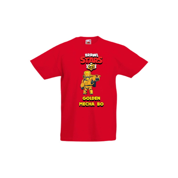 Детска тениска Tralala Brawl Stars Golden Mecha Bo, Червен, 9-11 г. - 1