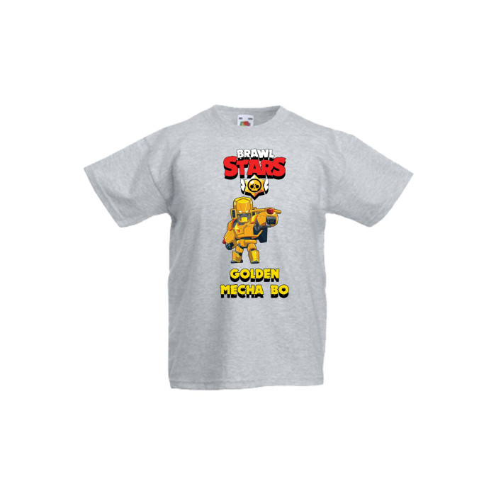 Детска тениска Tralala Brawl Stars Golden Mecha Bo, Светлосив меланж, 12-13 г. - 1t