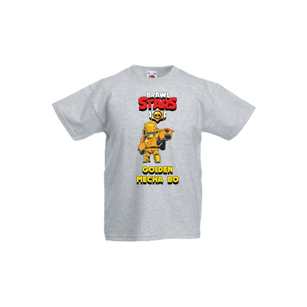 Детска тениска Tralala Brawl Stars Golden Mecha Bo, Светлосив меланж, 12-13 г. - 1