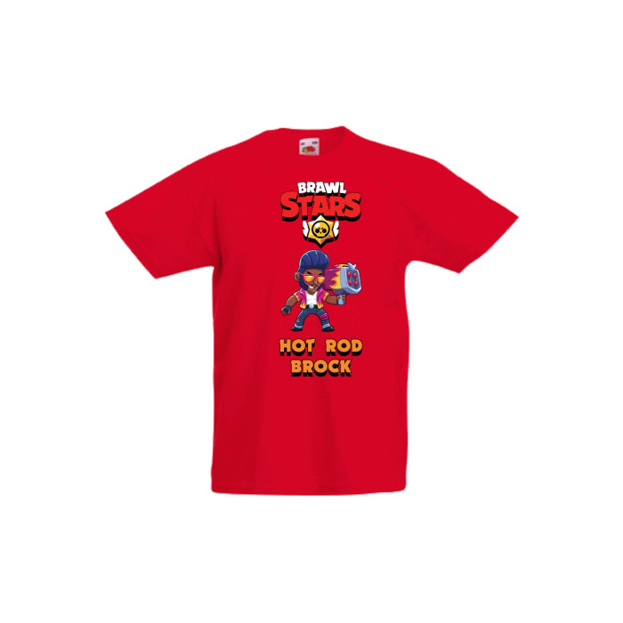 Детска тениска Tralala Brawl Stars Hot Rod Brock, Червен, 5-6 г. - 1t