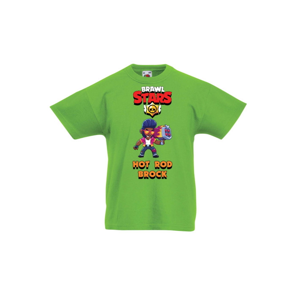 Детска тениска Tralala Brawl Stars Hot Rod Brock, Зелена мента, 5-6 г. - 1