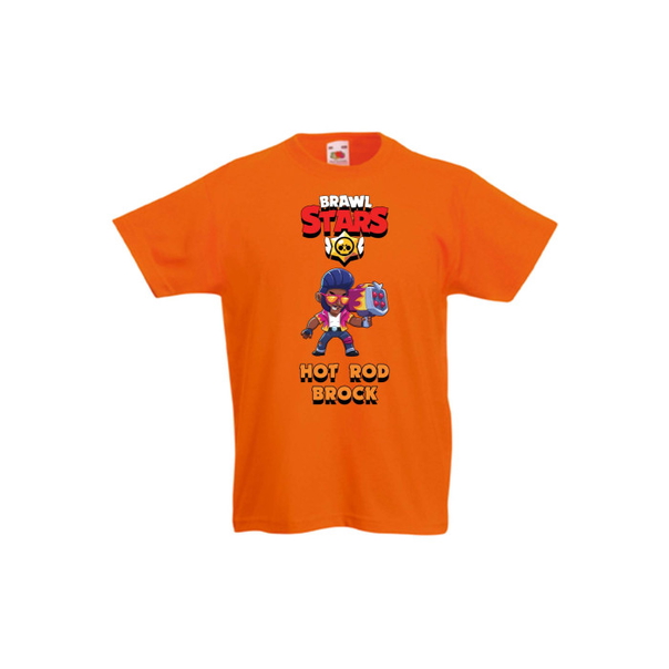 Детска тениска Tralala Brawl Stars Hot Rod Brock, Оранжев, 5-6 г. - 1