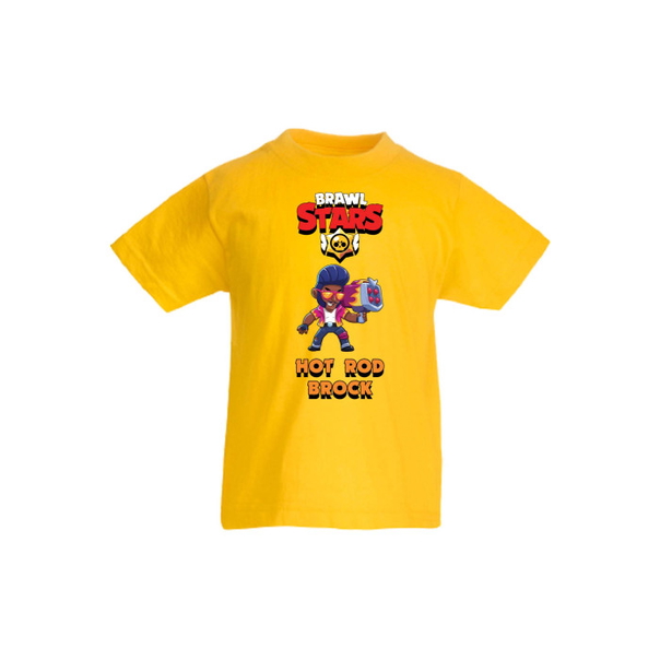 Детска тениска Tralala Brawl Stars Hot Rod Brock, Жълт, 12-13 г. - 1