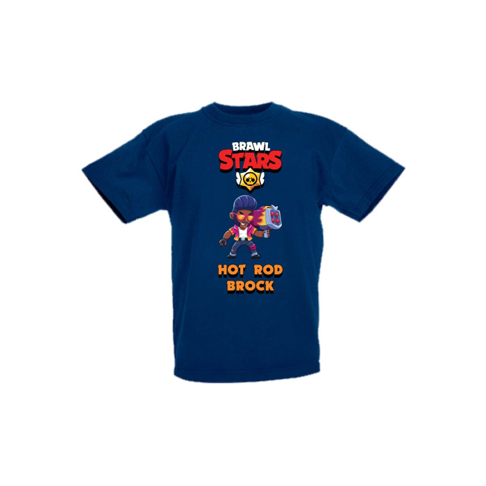 Детска тениска Tralala Brawl Stars Hot Rod Brock, Тъмносин, 9-11 г. - 1t