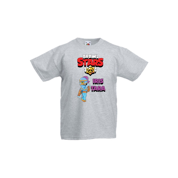 Детска тениска Tralala Brawl Stars Iris, Светлосив меланж, 5-6 г. - 1