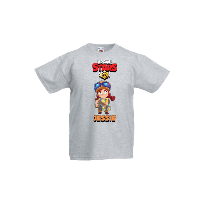 Детска тениска Tralala Brawl Stars Jessie 1, Светлосив меланж, 9-11 г. - 1t