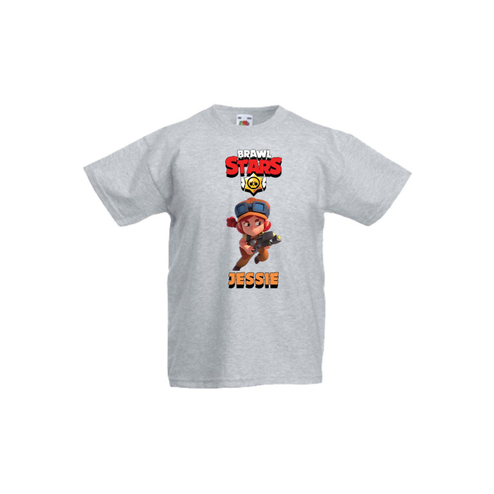 Детска тениска Tralala Brawl Stars Jessie 2, Светлосив меланж, 3-4 г. - 1t