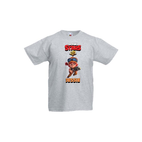 Детска тениска Tralala Brawl Stars Jessie 2, Светлосив меланж, 3-4 г. - 1