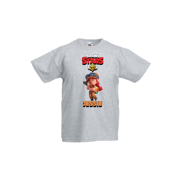 Детска тениска Tralala Brawl Stars Jessie 3, Светлосив меланж, 9-11 г. - 1