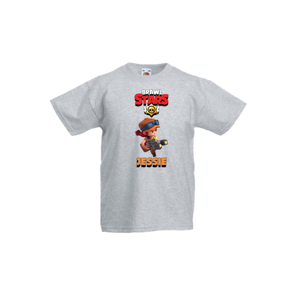 Детска тениска Tralala Brawl Stars Jessie 4, Светлосив меланж, 5-6 г. - 1
