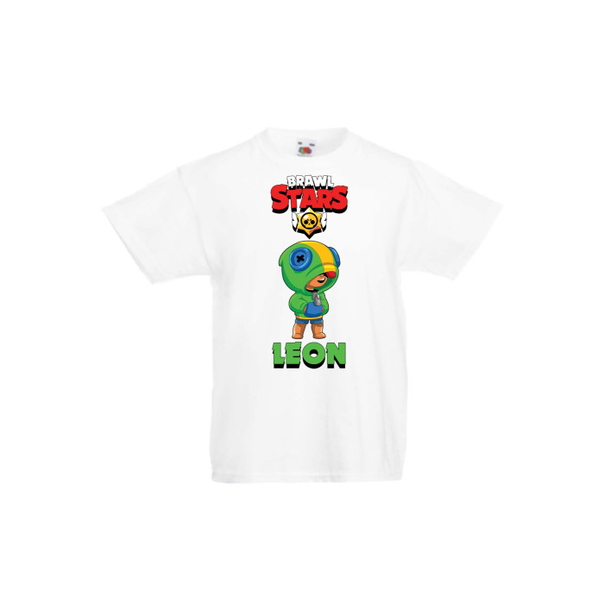 Детска тениска Tralala Brawl Stars Leon, Бял, 5-6 г. - 1