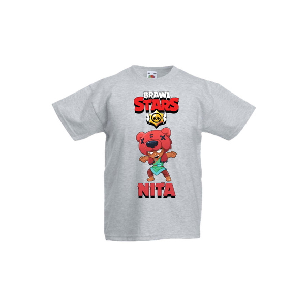 Детска тениска, Tralala, Brawl Stars Nita 1, Светлосив меланж, 9-11 г. - 1