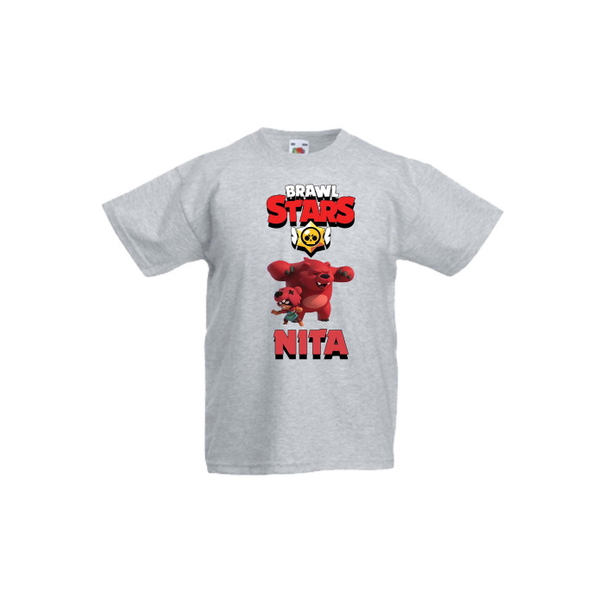 Детска тениска, Tralala, Brawl Stars Nita 2, Светлосив меланж, 7-8 г. - 1