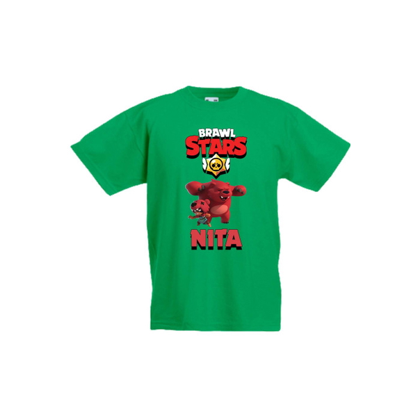 Детска тениска, Tralala, Brawl Stars Nita 2, Зелен, 12-13 г. - 1
