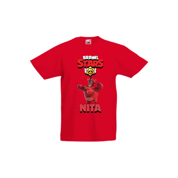 Детска тениска, Tralala, Brawl Stars Nita 3, Червен, 5-6 г. - 1
