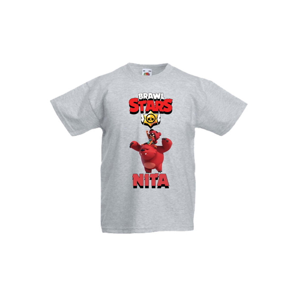 Детска тениска, Tralala, Brawl Stars Nita 3, Светлосив меланж, 3-4 г. - 1