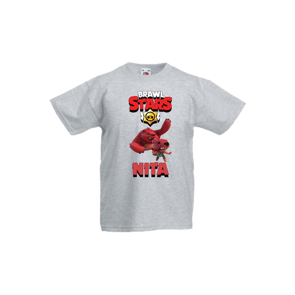 Детска тениска, Tralala, Brawl Stars Nita 4, Светлосив меланж, 3-4 г. - 1