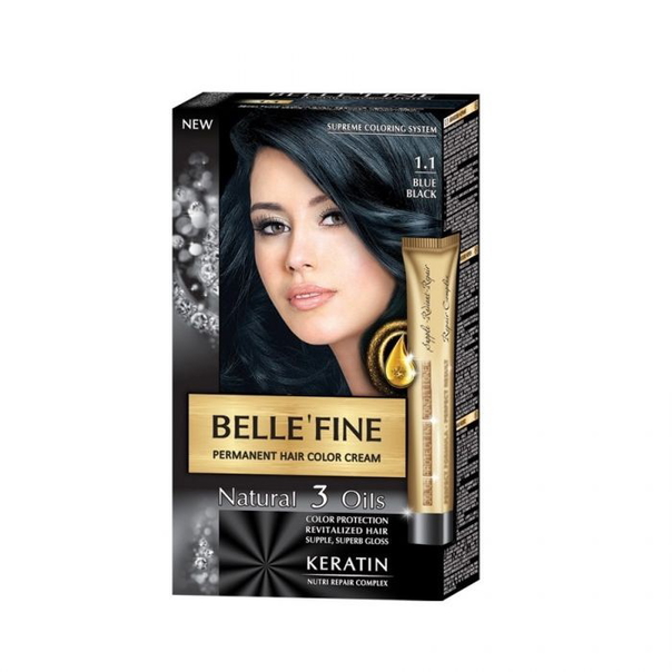 Крем-боя за коса Belle`Fine № 1.1 - синьо-черен - 1