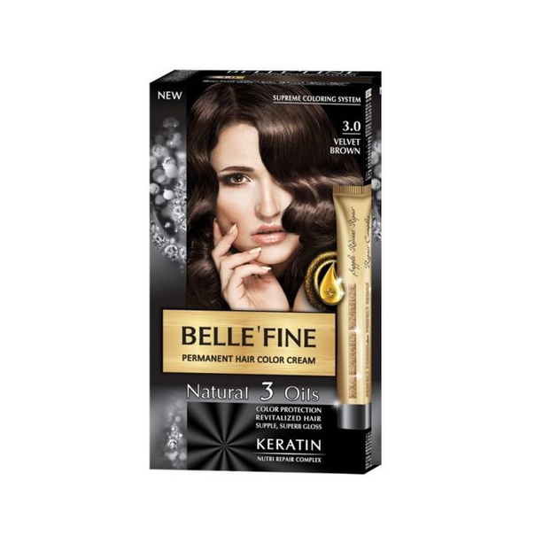 Крем-боя за коса Belle`Fine № 3.0 - кадифено-кафяв - 1