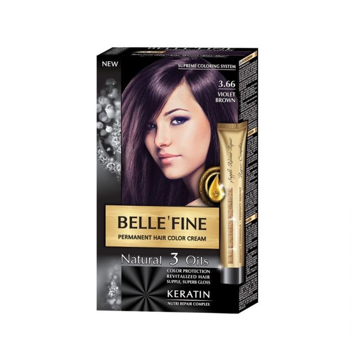 Крем-боя за коса Belle`Fine № 3.66 - виолетово-кафяв - 1t