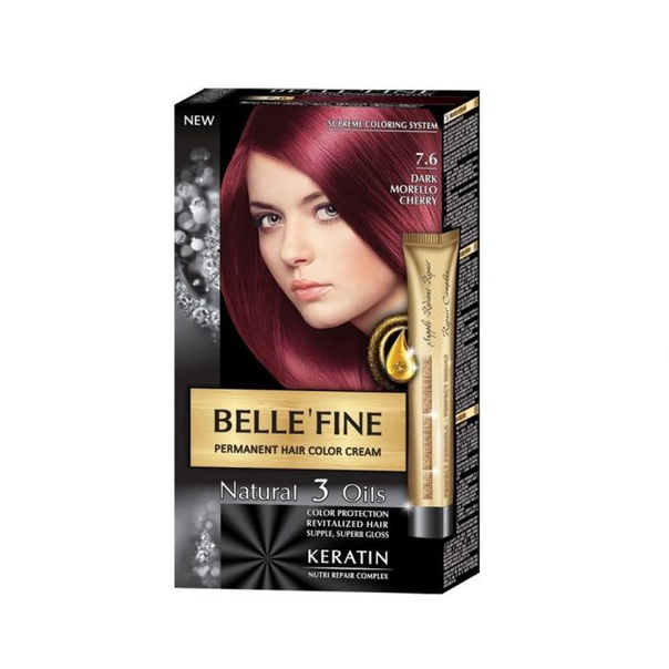 Крем-боя за коса Belle`Fine № 7.6 - вишнево-червен - 1