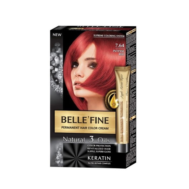 Крем-боя за коса Belle`Fine № 7.64 - наситено ярко-червен - 1