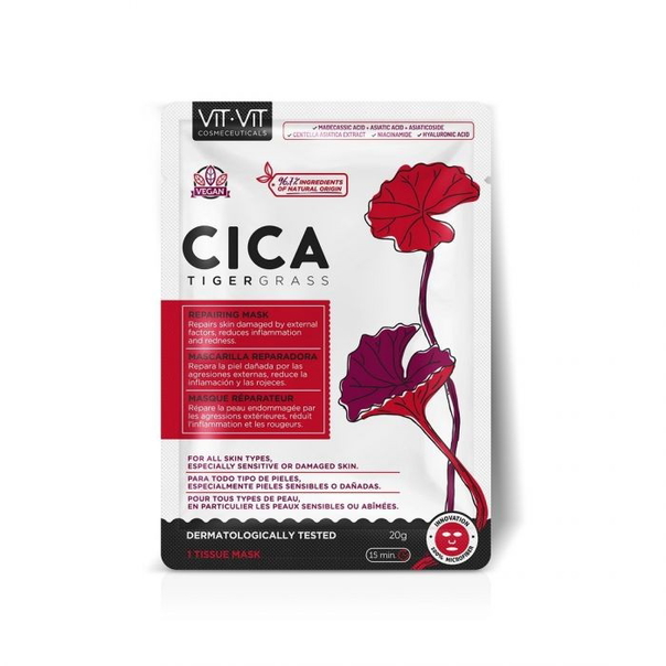 Маска за лице Diet Esthetic Cica Tigergrass, 20 гр - с Азиатска Центела, възстановяваща, текстилна - 1