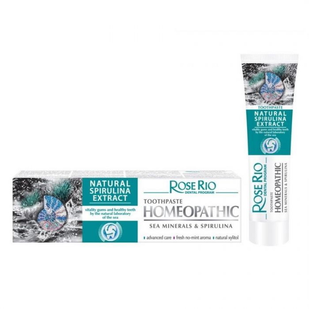 Хомеопатична паста за зъби Rose Rio Natural, 65 ml - с Морски минерали и Спирулина - 1
