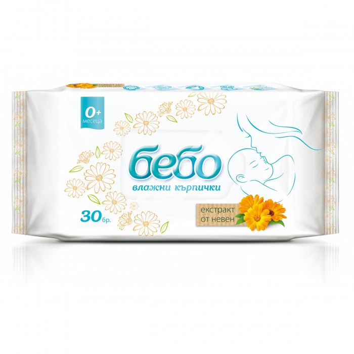 Плътни влажни кърпички Бебо, с екстракт от Невен, 30 бр. - 1t