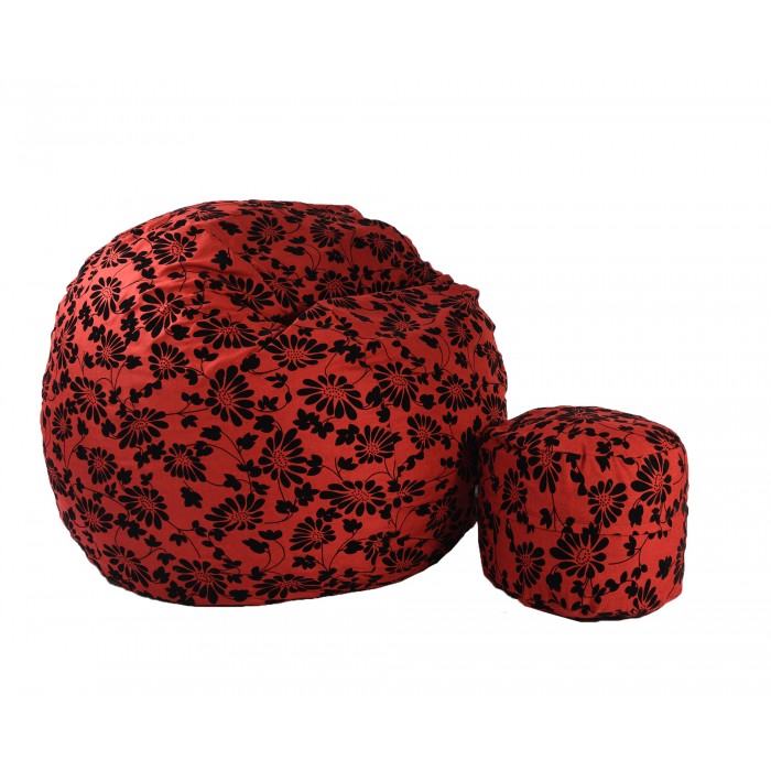 Комплект Pufrelax, Барбарон и табуретка за крака, 700л., King Size, Poppy, Перящ се калъф, Трансформира се в легло, Пълнеж с микс от мемори пяна и дунапрен, Гама Premium - 1t