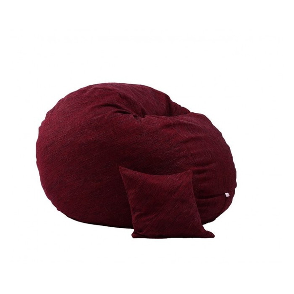 Комплект Pufrelax, Барбарон и декоративна възглавница, 600л., King Size, Red wine, Перящ се калъф, Трансформира се в легло, Пълнеж с микс от мемори пяна и дунапрен, Гама Premium Rustic - 1
