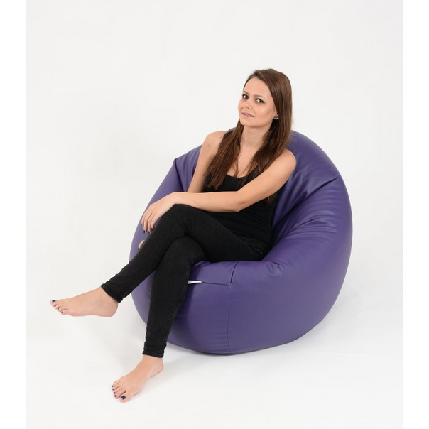 Пуф Pufrelax 300л., Relaxo XL - Indigo, Еко кожа, Пълнеж от Полистиролни перли - 1