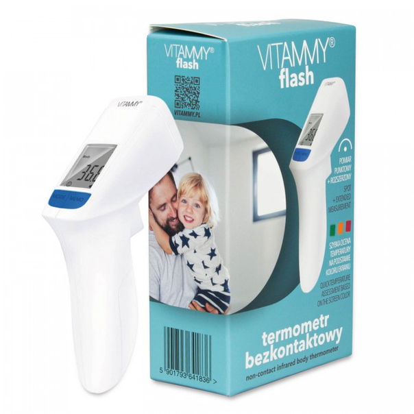 Инфрачервен безконтактен термометър Vitammy Flash, домашна употреба, Бял - 1