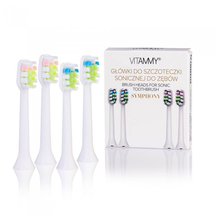 Комплект от 4 резервни глави за четки за зъби VITAMMY Symphony TH1911-4 , Бял - 1t