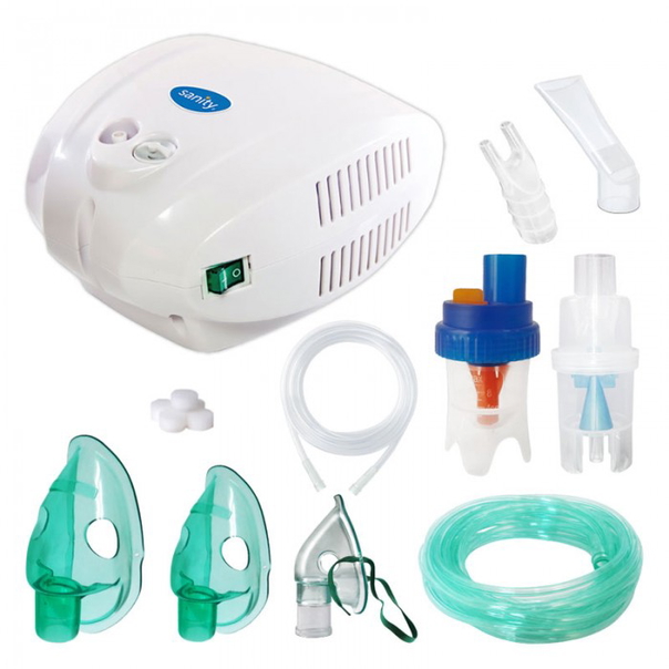 Инхалатор Sanity Alergia Stop Inhaler PRO, aерозолен апарат с компресор, за бебета, деца и възрастни, бял - 1