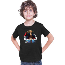 Детска тениска Japan Anime Manga Tralala One Piece Luffy 06, Черен, 3-4 г. ...
