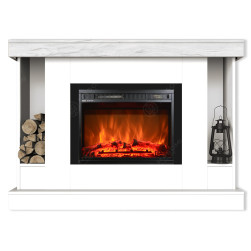 Eлектрическа камина MASOMI, Woodline 26 & Loran-23", 1600W, Бял супермат/Бя...