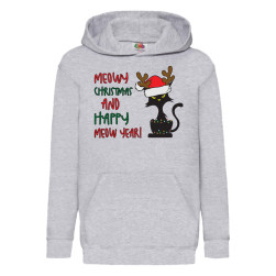 Детски коледен суитшърт Tralala Meowy Christmas And Happy Meow Year, Сив, 7...