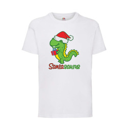 Детска Тениска за Коледа Празници ,Tralala ,Santasaurus, Бял, 7-8 г. (128-1...