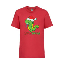 Детска Тениска за Коледа Празници, Tralala ,Santasaurus, Червен, 7-8 г. (12...