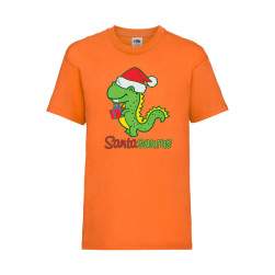 Детска Тениска за Коледа Празници, Tralala, Santasaurus, Оранжев, 5-6 г. (1...