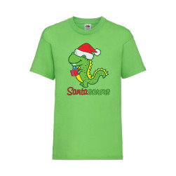 Детска Тениска за Коледа Празници, Tralala ,Santasaurus, Зелена мента, 12-1...